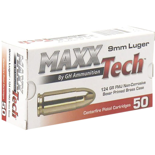 Maxxtech 9mm 124gr FMJ Ammo