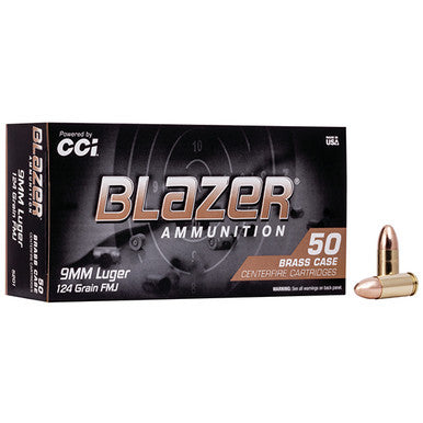 CCI Blazer Brass 9mm 124gr FMJ Ammo
