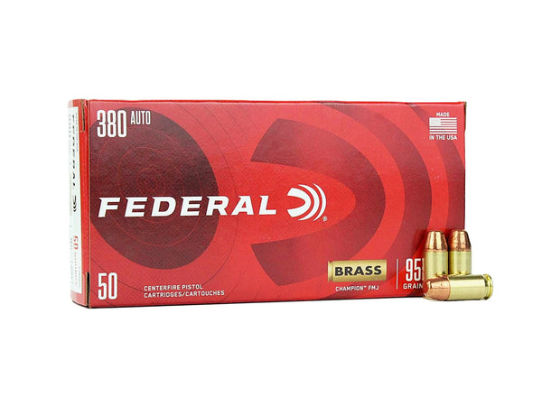 Federal Champion Ammo 380 ACP 95 Grain Full Metal Jacket(FMJ) 990 FPS