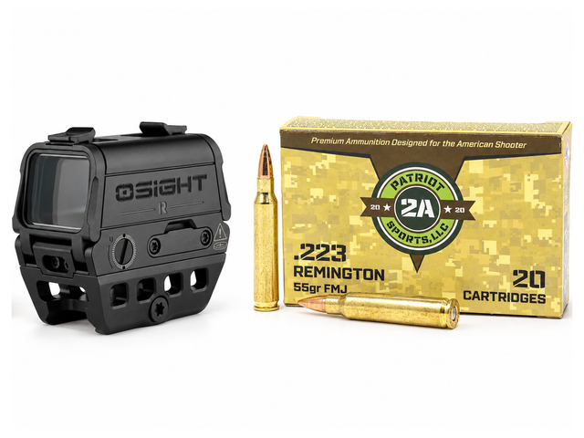 Patriot Sports 223 55gr (case) 1000ct + Osight R Rifle Optic