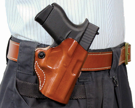 DESANTIS MINI SCABBARD HOLSTER RH OWB LTHER SIG P320 XCOM TAN