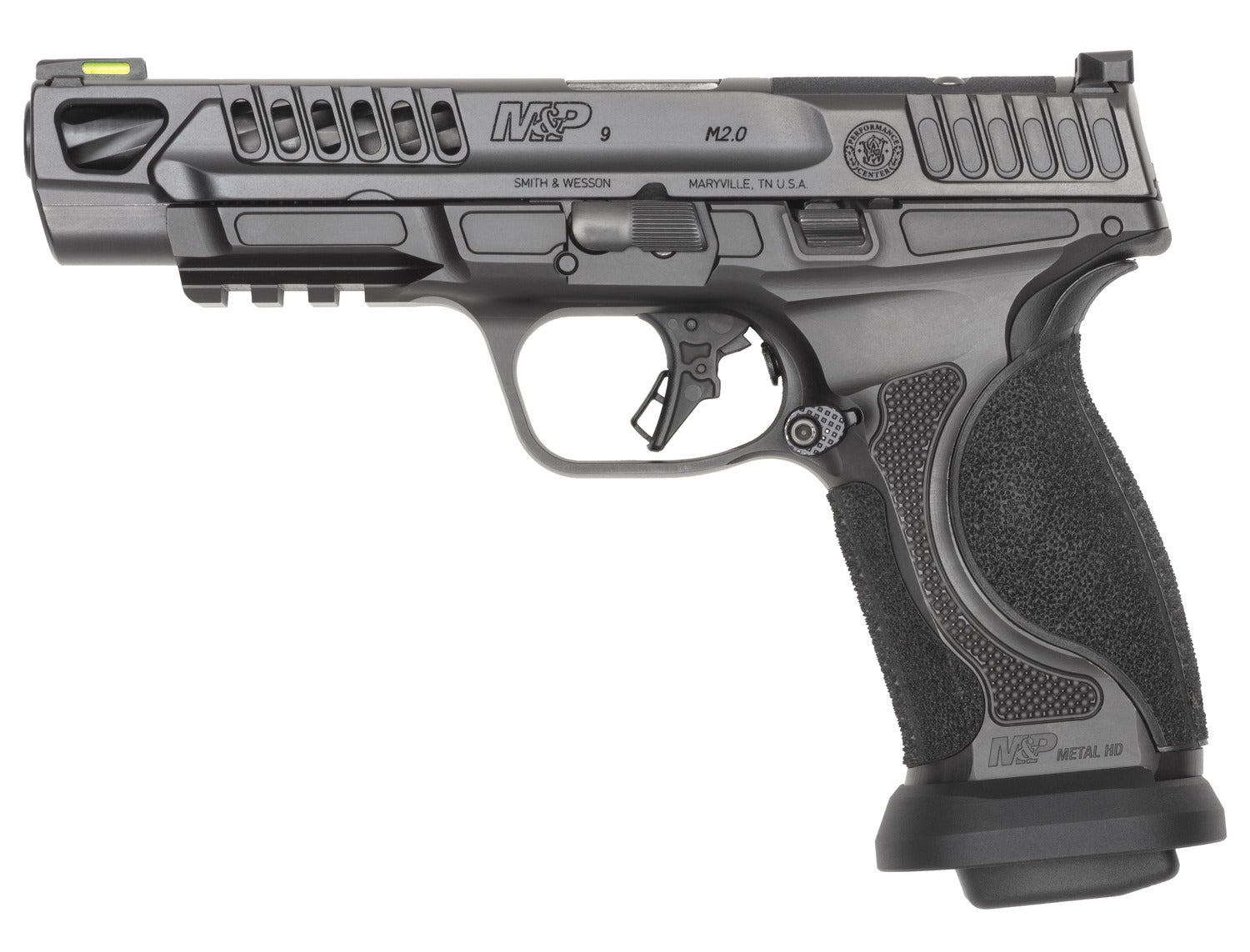 Smith & Wesson 14068 M&P M2.0 Competitor HD 9mm Luger 17+1 5" Overall Black Armornite Stainless Steel Spiral Fluted Barrel, Lightening Cut/Optic Ready/Serrated Slide & Stainless Steel Frame w/Picatinn