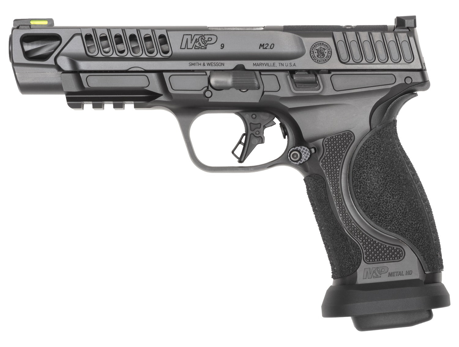 Smith & Wesson 14070 M&P M2.0 Competitor HD 9mm Luger 10+1 5" Overall Black Armornite Stainless Steel Spiral Fluted Barrel, Lightening Cut/Optic Ready/Serrated Slide & Stainless Steel Frame w/Picatinn