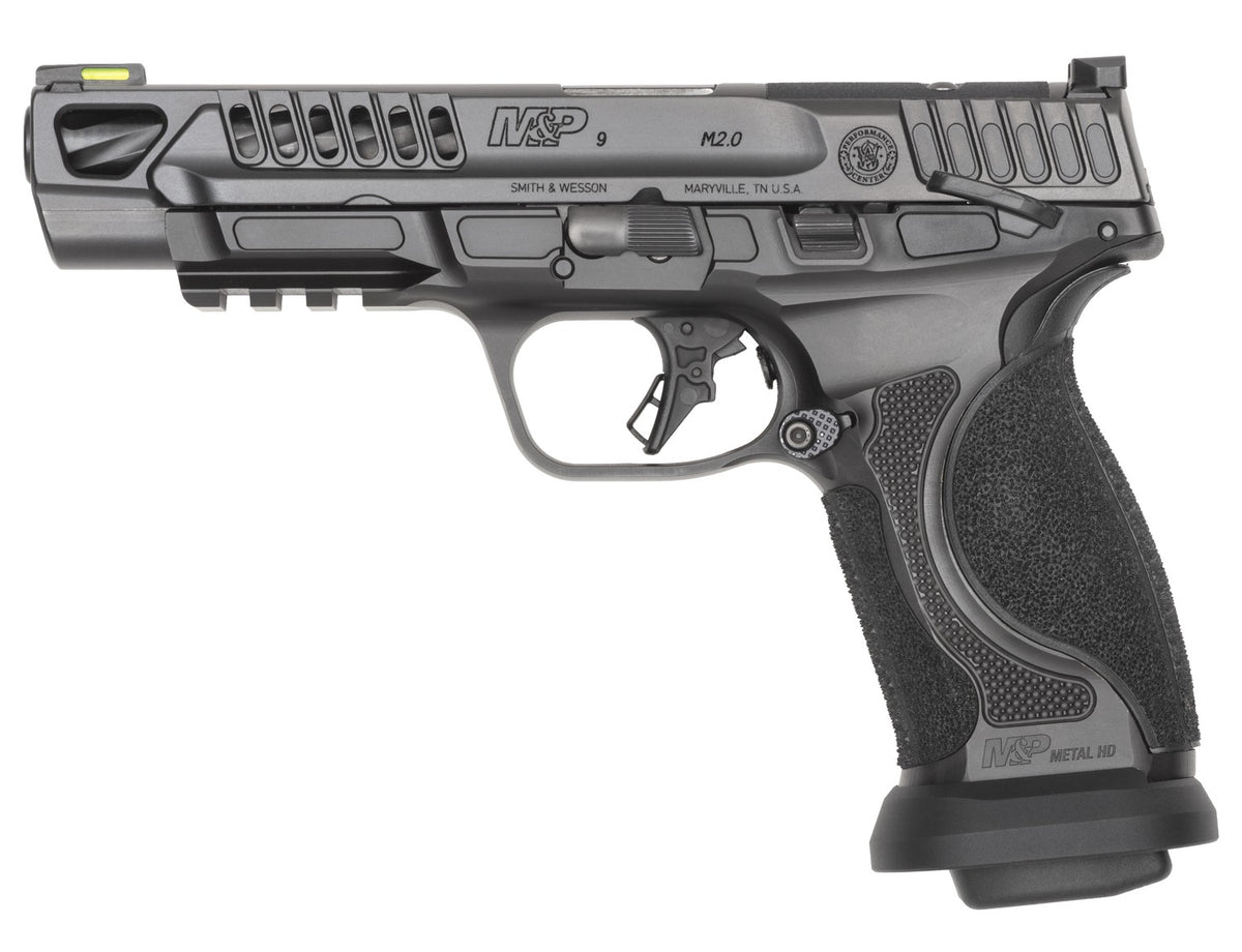 Smith & Wesson 14069 M&P M2.0 Competitor HD 9mm Luger 17+1 5" Overall Black Armornite Stainless Steel Spiral Fluted Barrel, Lightening Cut/Optic Ready/Serrated Slide & Stainless Steel Frame w/Picatinn