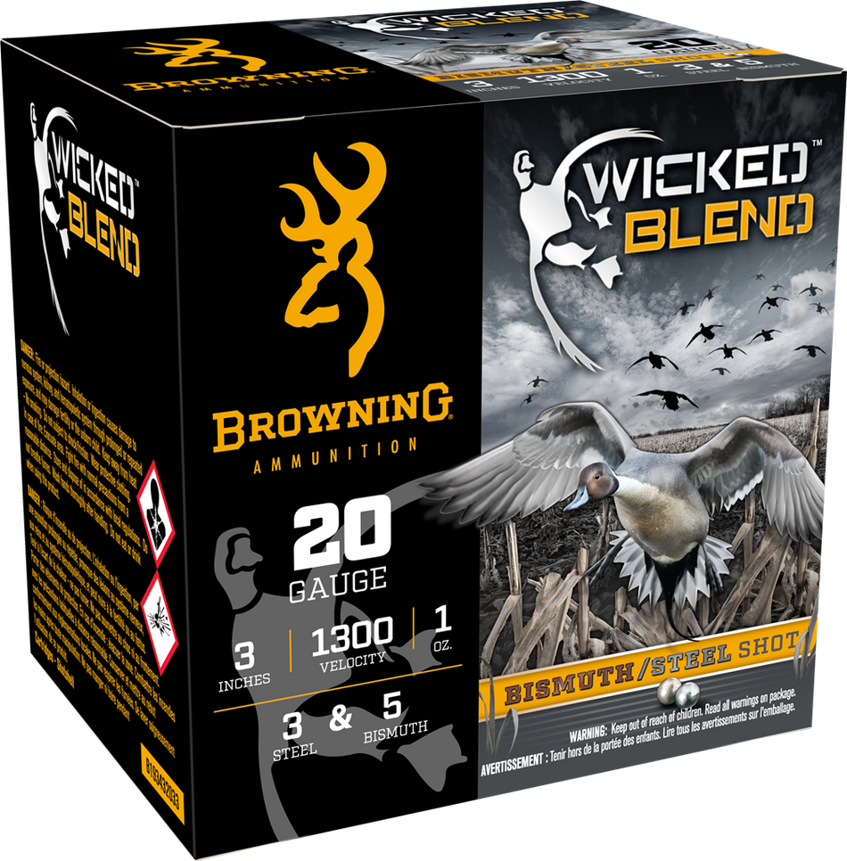 Browning Ammo B193432033 Wicked Blend 20Gauge 3" 1oz 3/5BI Shot 25 Per Box/10 Case 1300 FPS