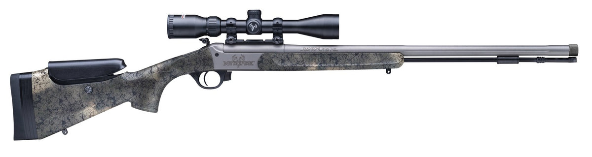 Traditions CR53846604537 NitroFire Pro 50 Cal 209 Primer Firestick 26" Tungsten Cerakote Fluted Threaded Barrel, Drilled & Tapped Steel Receiver, Adj Cheek Piece & LOP Desert Web Synthetic Stock, 3.5-