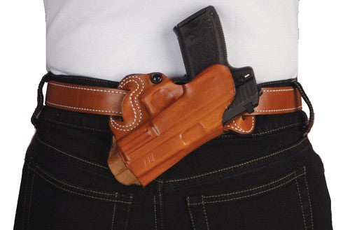 DESANTIS SMALL OF BACK HOLSTER RH OWB LTHR FOR GLOCK 17/19 TN
