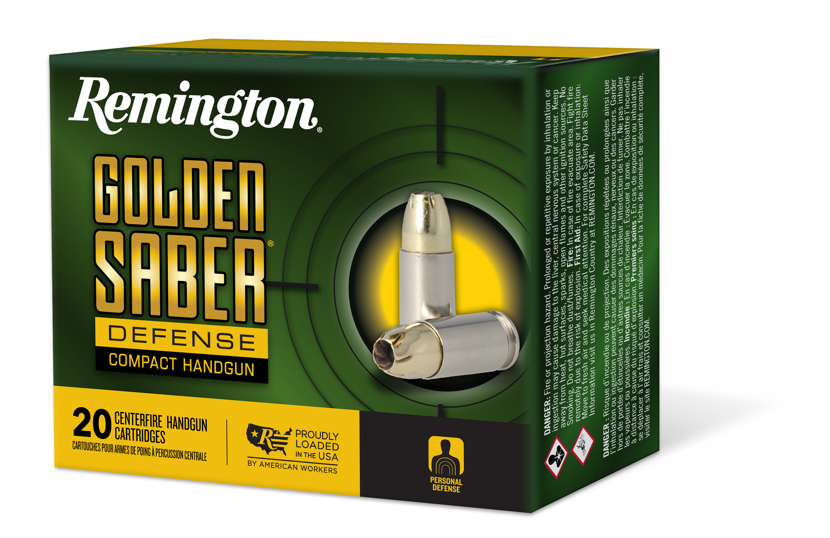 Remington Ammunition 27615 Golden Saber Defense 380 ACP 102gr Brass Jacketed Hollow Point