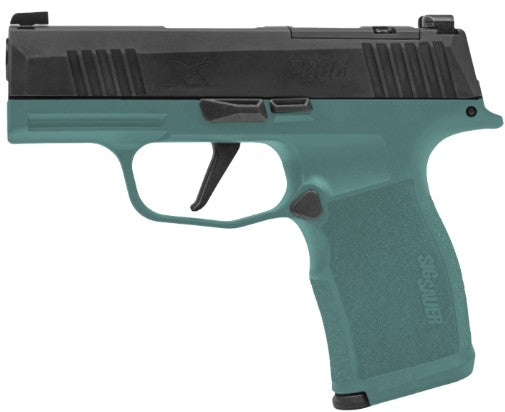 Sig Sauer 365X-9-BXR3-BB P365X Bama Breeze 9mm Luger 12+1 3.10" Black DLC Barrel, Black Nitron Stainless Steel Optic Ready/Serrated Slide, Teal Cerakote Stainless Steel Frame w/Accessory Rail, Polymer