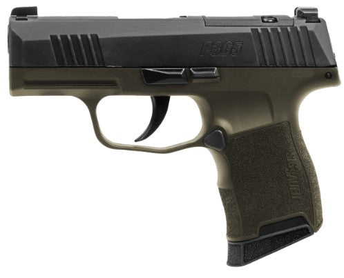 Sig Sauer 365-9-BXR3-FS P365 Fortunate Son 9mm Luger 10+1 3.10" Black DLC Barrel, Black Nitron Stainless Steel Optic Ready/Serrated Slide, OD Green Cerakote Stainless Steel Frame w/Accessory Rail, Pol