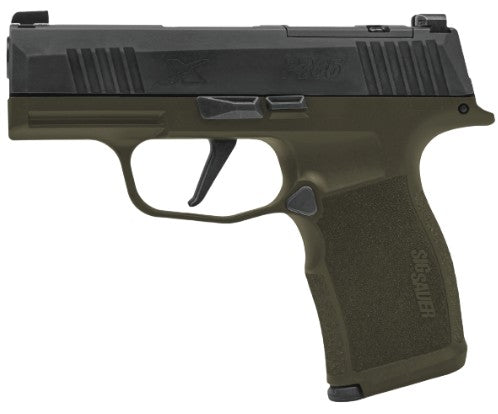 Sig Sauer 365X-9-BXR3-FS P365 XSeries Fortunate Son 9mm Luger 12+1 3.70" Black DLC Barrel, Black Nitron Stainless Steel Optic Ready/Serrated Slide, OD Green Cerakote Stainless Steel Frame w/Accessory
