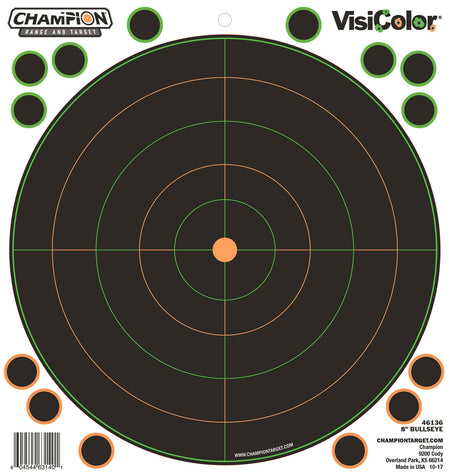Champion Targets 46136 VisiColor Self-Adhesive Paper Black/White 8" Bullseye 5 Pack