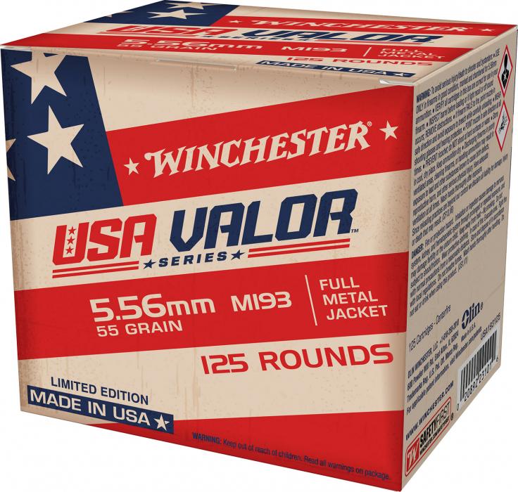 Winchester 5.56x45mm NATO USA Valor 55gr FMJ Ammo - 125 Rounds