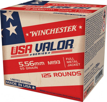 Winchester 5.56x45mm NATO USA Valor 55gr FMJ Ammo - 125 Rounds