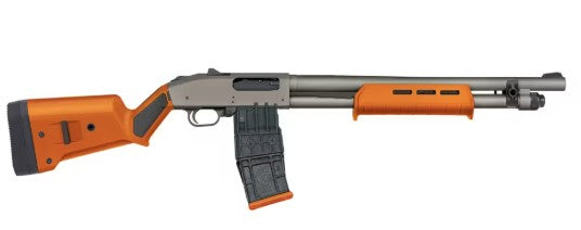 Mossberg 50222 590M 12 Gauge 10+1 18.50" Tungsten Gray Cerakote Barrel & Steel Drilled & Tapped Receiver, Magpul SGA Safety Orange Synthetic Stock