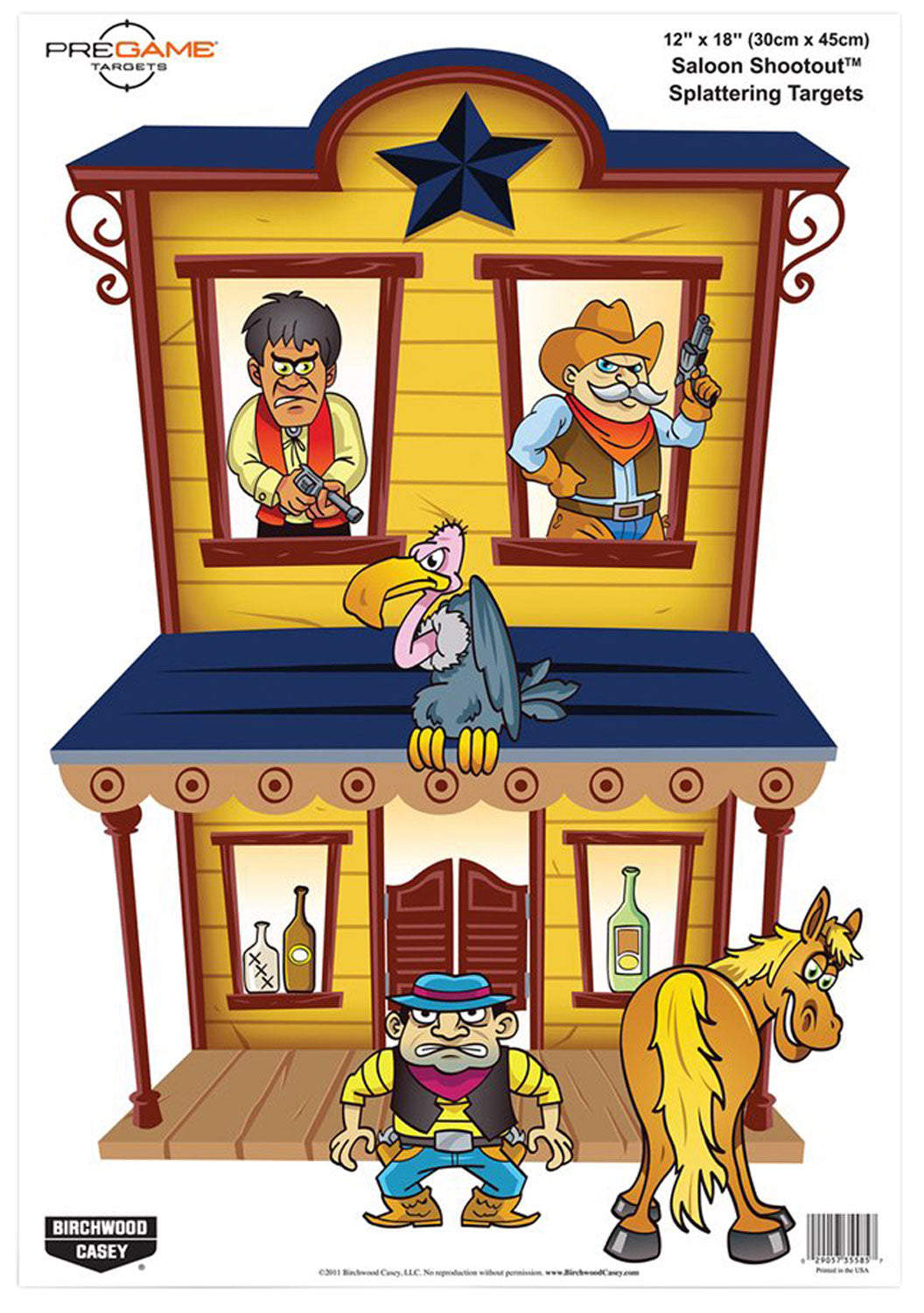 Birchwood Casey 35564 Pregame Saloon/Patrons Paper Hanging Universal 12" x 18" Multi-Color 8 Per Pkg