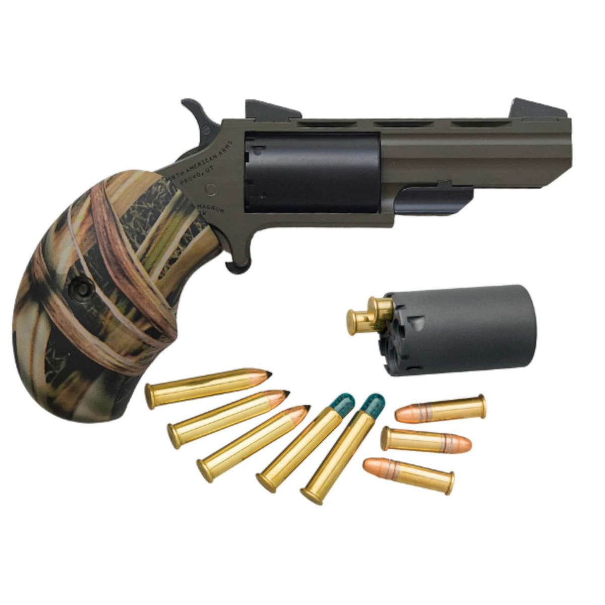 NAA MINI REVOLVER HUNTSMAN 22LR/22MAG CONV OD FRM/BLK ACCENTS