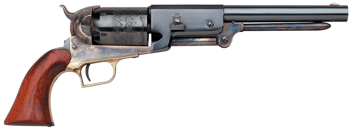 Taylors & Company 550859 1847 Walker Uberti 44 Cal 6 Shot Percussion 9" Blued Round Barrel, Blued Cylinder, Color Case Hardened Steel Frame, Walnut Grip