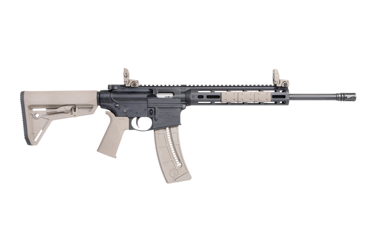 Smith & Wesson 10210 M&P 15-22 Sport 22 LR 25+1 16.50" Carbon Steel Barrel, Black Metal Finish, Adjustable Magpul MOE SL Flat Dark Earth Stock, Magpul Folding MBUS Sights, Magpul M-Lok Mounting System