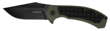 Kershaw 8760 Faultline 3" Folding Drop Point Plain Black Oxide 8Cr13MoV SS Blade Black/OD Green Glass-Filled Nylon Handle Includes Pocket Clip