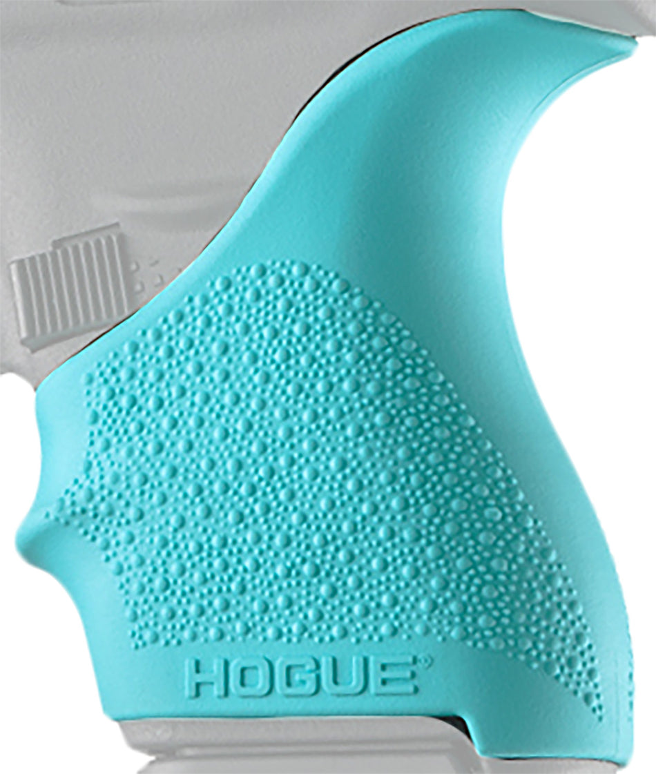 Hogue 18204 HandAll Beavertail Grip Sleeve Compatible w/Glock 42/43 Textured Aqua Blue Rubber
