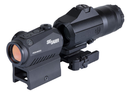 Sig Sauer Electro-Optics SORJ53101 Romeo5 and Juliet3 Combo Kit Black 1x/3x 24 mm/24 mm 2 MOA Red Dot