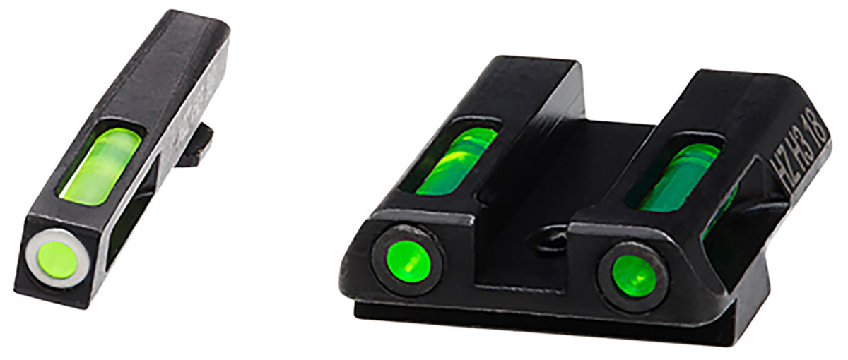 HiViz GLN321 LiteWave H3 Sight Set for Glock Green Tritium White Outline Front Sight-Green Fiber Optic Rear Sight
