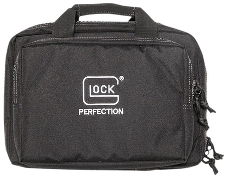 Glock AP60300 Double Pistol Case Dual Padded Compartments, 5 Internal Mag Holders, 3 Zippered Compartments, Carry Handle, Black 12.5"x9.5"x4.5"