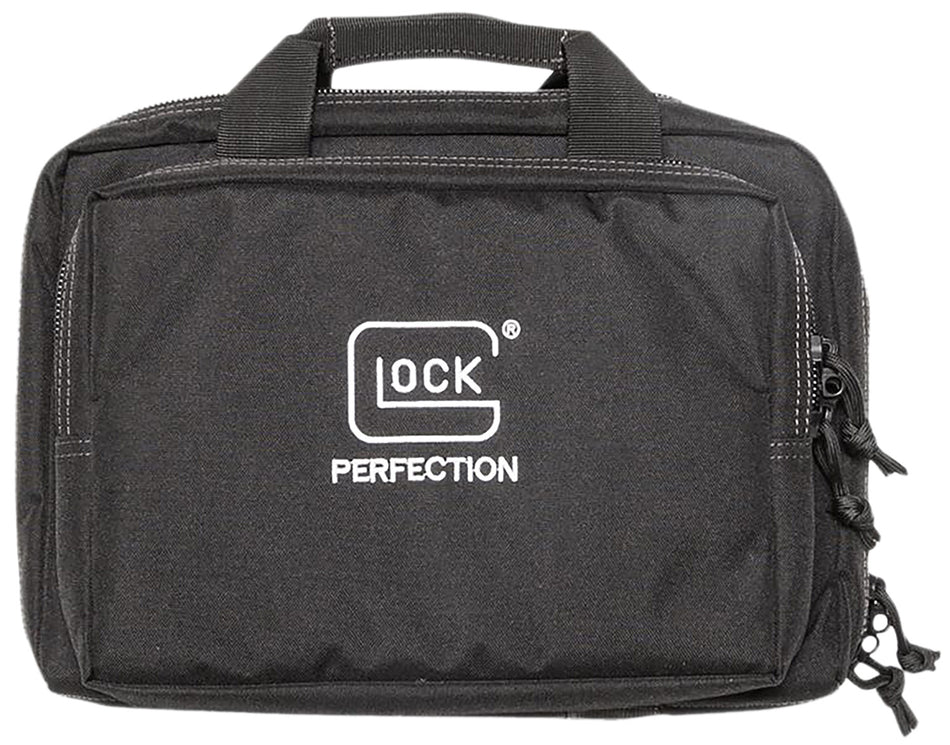 Glock AP60300 Double Pistol Case Dual Padded Compartments, 5 Internal Mag Holders, 3 Zippered Compartments, Carry Handle, Black 12.5"x9.5"x4.5"