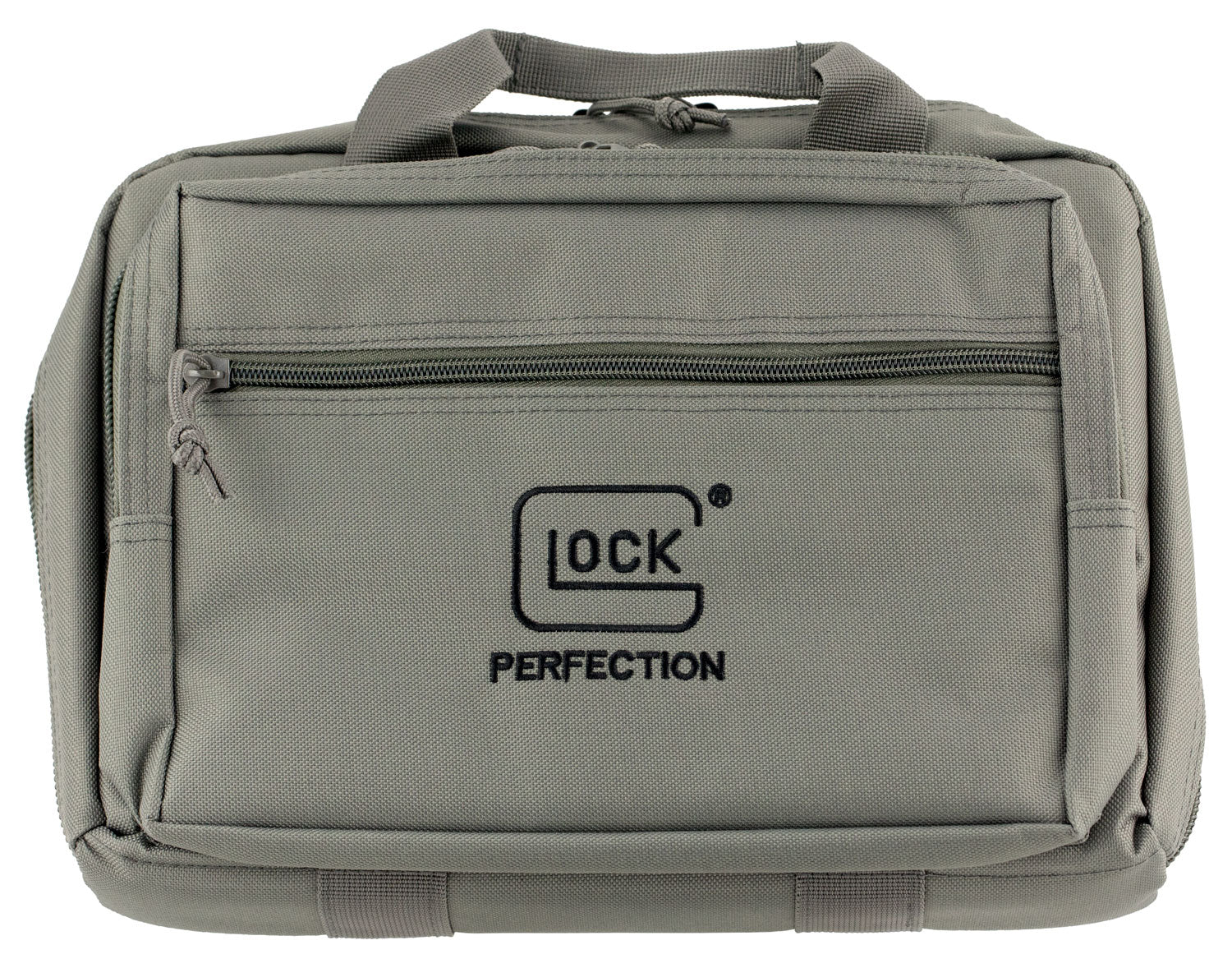 Glock AP60301 Double Pistol Case Dual Padded Compartments, 5 Internal Mag Holders, 3 Zippered Compartments, Carry Handle, Gray, 12.5"x9.5"x4.5"