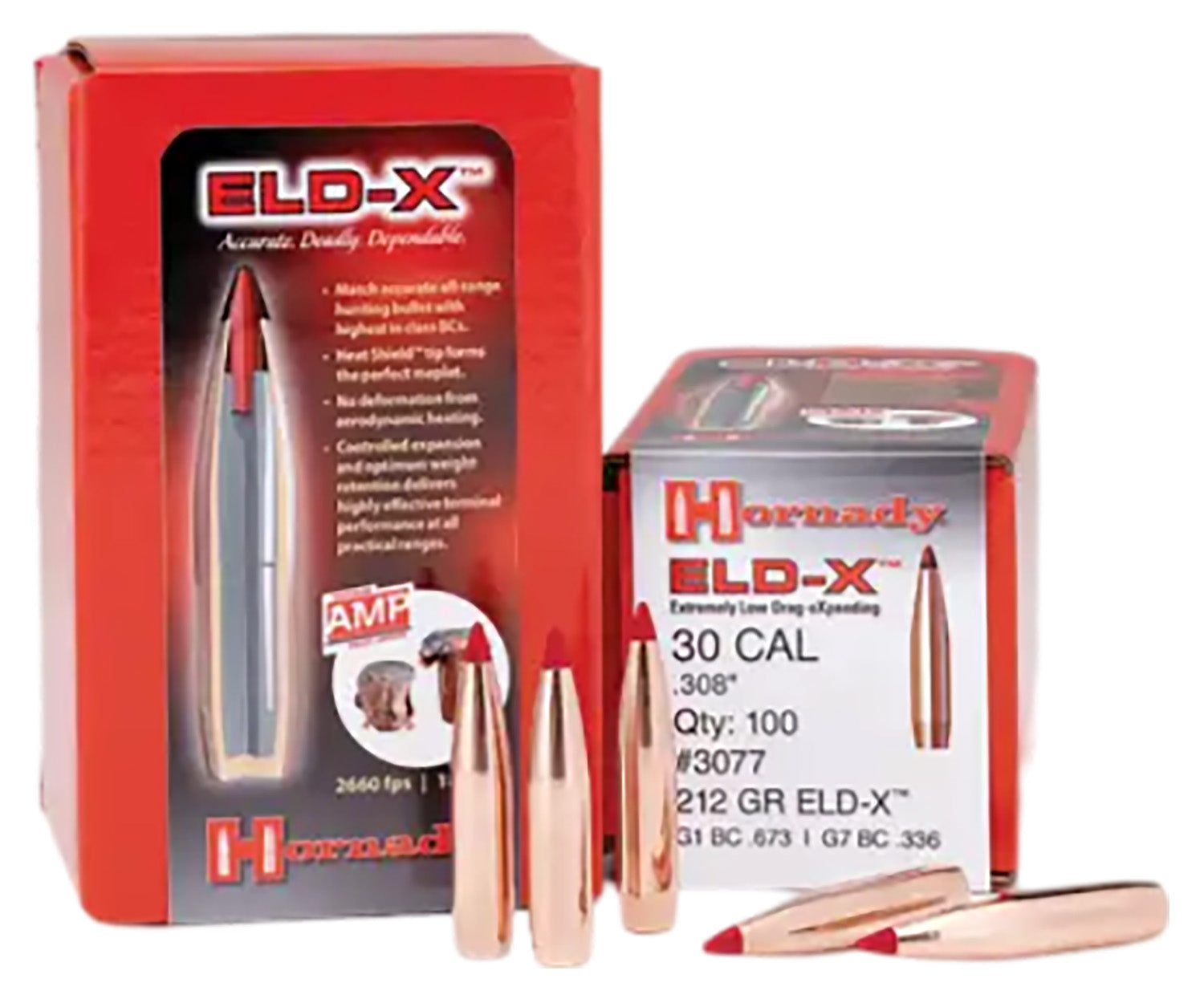 Hornady 3077 ELD-X 30 Cal .308 212 gr Extremely Low Drag eXpanding 100 Per Box/ 15 Case