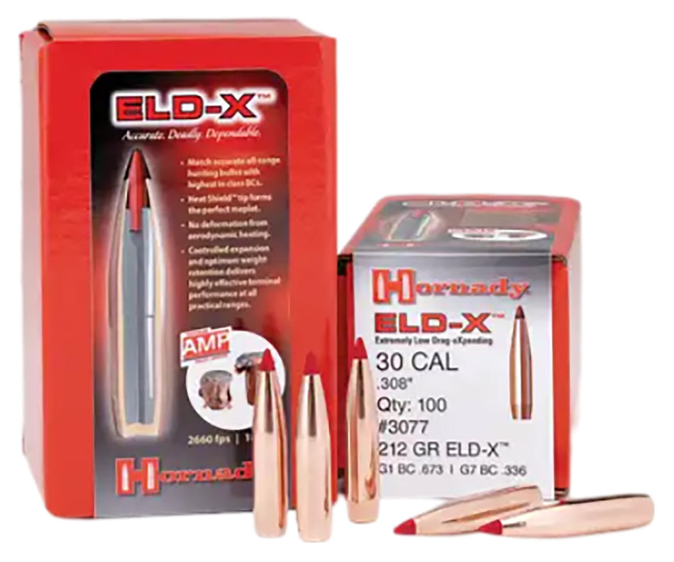 Hornady 3077 ELD-X 30 Cal .308 212 gr Extremely Low Drag eXpanding 100 Per Box/ 15 Case