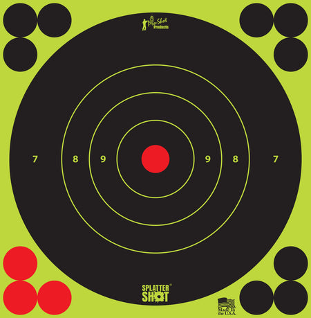Pro-Shot 6BGREEN12PK SplatterShot Self-Adhesive Paper Black/Green 6" Bullseye 12 Pack