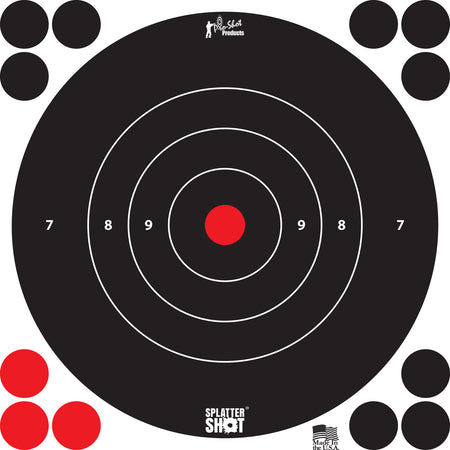 Pro-Shot 8BWHITE6PK SplatterShot Self-Adhesive Paper Black/White 8" Bullseye 6 Pack