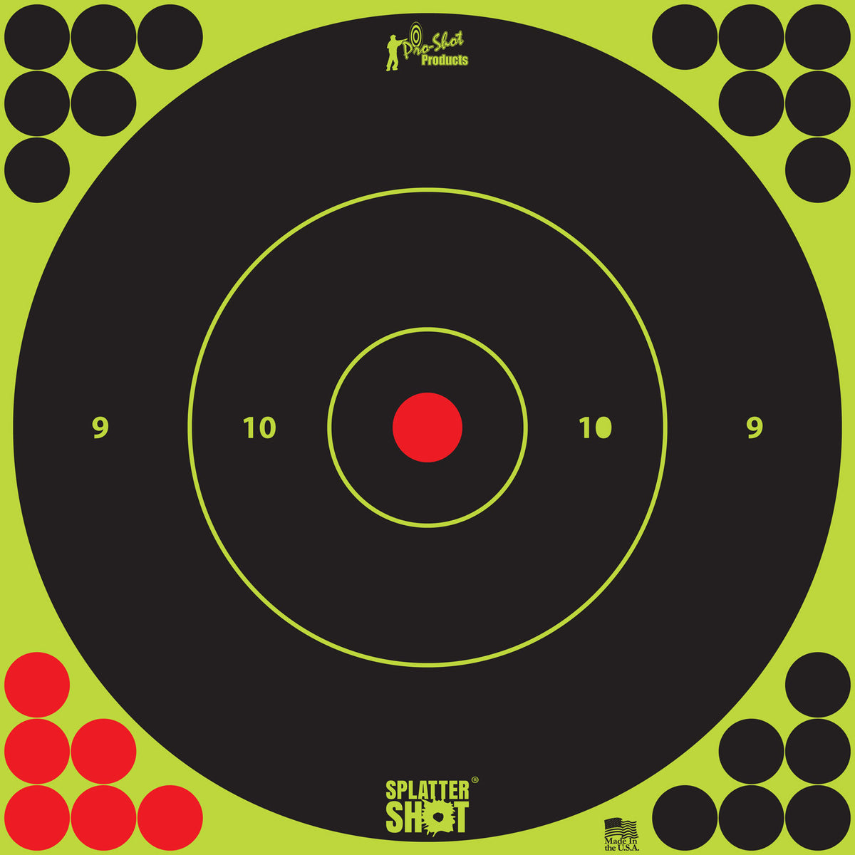 Pro-Shot 12BGREEN5PK SplatterShot Self-Adhesive Paper Black/Green 12" Bullseye 5 Pack