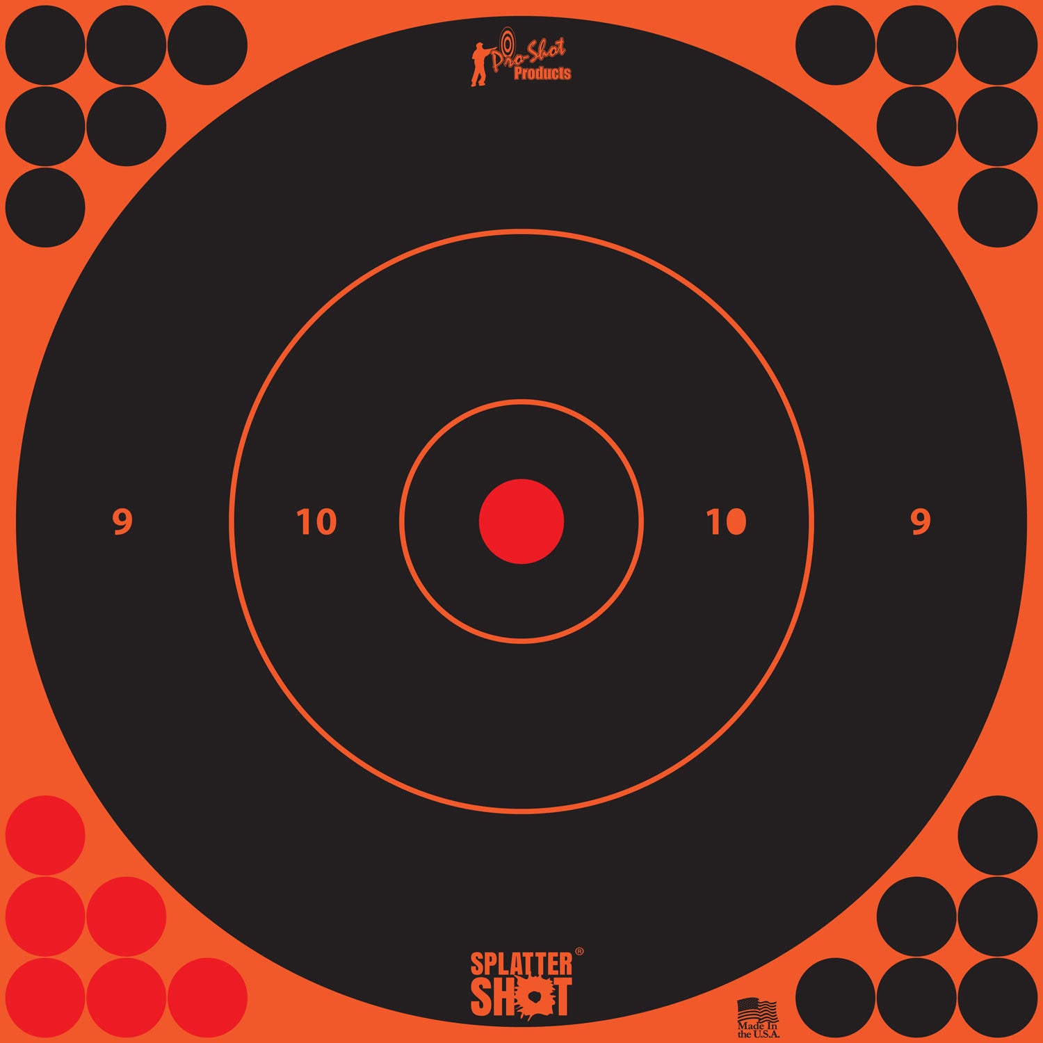 Pro-Shot 12BORNGE5PK SplatterShot Self-Adhesive Paper Black/Orange 12" Bullseye 5 Pack