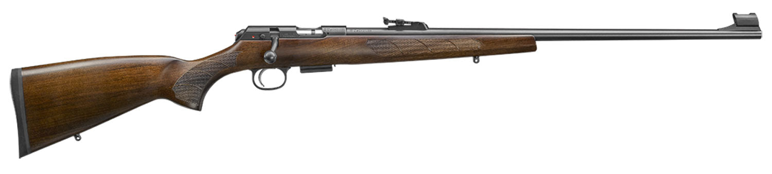CZ-USA 02303 CZ 457 Lux Full Size 17 HMR 5+1 24" Black Nitride Black Nitride Steel Receiver Turkish Walnut Fixed European-Style Stock Right Hand