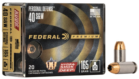 Federal .40 S&W Personal Defense 165gr Hydra-Shok Deep JHP Ammo