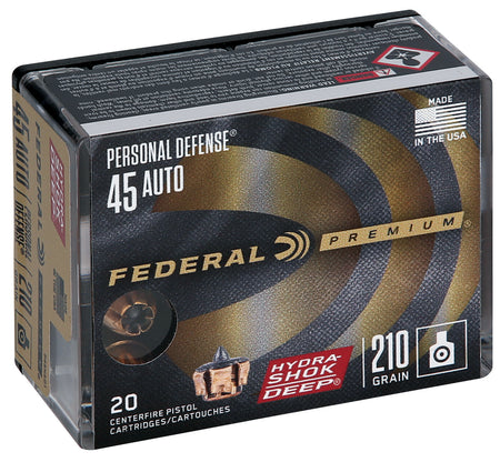 Federal .45 ACP Personal Defense 210gr Hydra-Shok Deep JHP Ammo