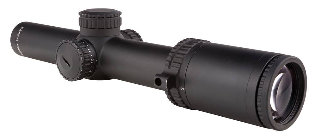 Trijicon 1900007 AccuPower  1-4x 24mm Obj 97.50-24.20 ft @ 100 yds FOV 30mm Tube Black Finish Illuminated Green Segmented Circle Dot Crosshair (SFP)