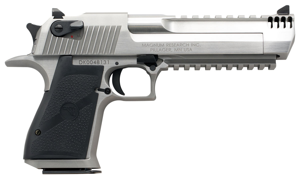 Magnum Research DE429SRMB Desert Eagle Mark XIX 429 DE 6" with Muzzle Brake 7+1 Matte Stainless Steel Frame 7 Slide Black Rubber Grip