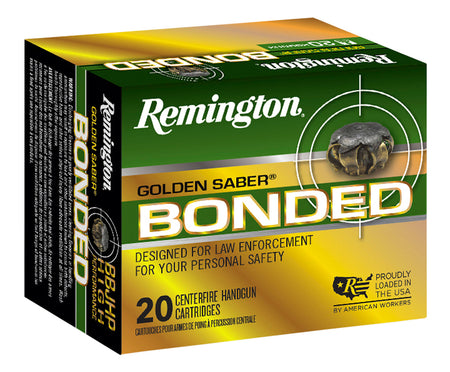 Remington 9mm Luger +P Golden Saber 124gr Bonded Brass JHP Ammo