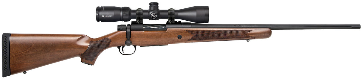 Mossberg 28028 Patriot 6.5 Creedmoor Caliber with 5+1 Capacity, 22" Fluted Barrel, Matte Blued Metal Finish & Walnut Stock Right Hand (Full Size) Includes Vortex Crossfire II 3-9x40mm Scope
