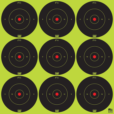 Pro-Shot 2BGREEN108 SplatterShot Self-Adhesive Paper Black/Green 2" Bullseye 12Pack/108Targets