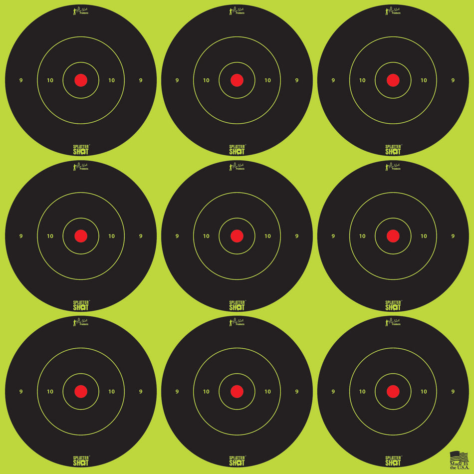 Pro-Shot 2BGREEN108 SplatterShot Self-Adhesive Paper Black/Green 2" Bullseye 12Pack/108Targets