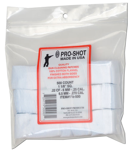 Pro-Shot 118500 Cleaning Patches .22/ .270 Cal 1.125" Square Cotton Flannel 500 Pack