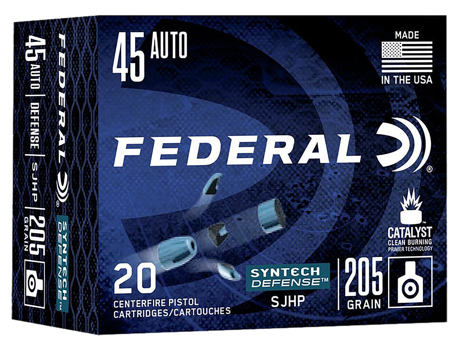 Federal S45SJT1 Syntech Defense Segmented Jacketed Hollow Point 205 Grain .45 ACP/Auto 970 fps