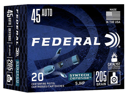 Federal S45SJT1 Syntech Defense Segmented Jacketed Hollow Point 205 Grain .45 ACP/Auto 970 fps