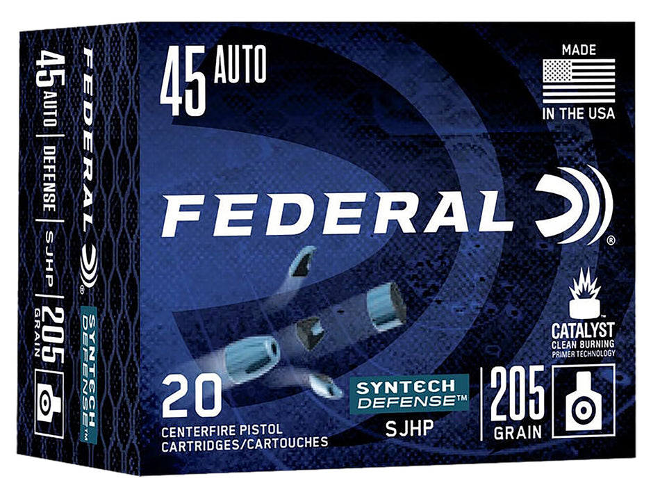 Federal S45SJT1 Syntech Defense Segmented Jacketed Hollow Point 205 Grain .45 ACP/Auto 970 fps