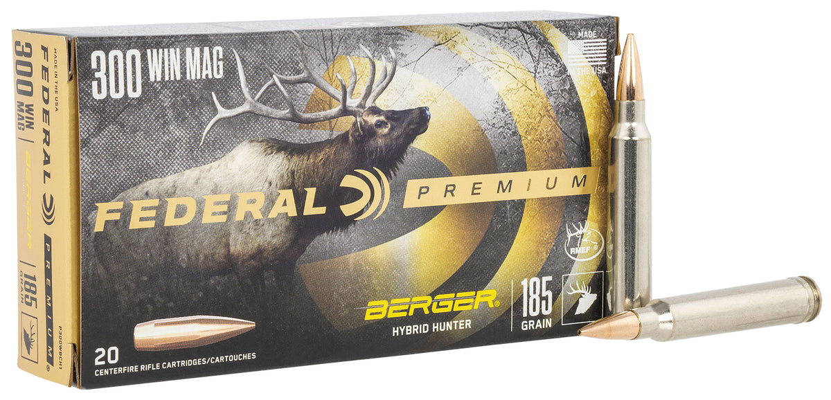 Federal .300 Winchester Mag 185gr Berger Hybrid Hunter Ammo